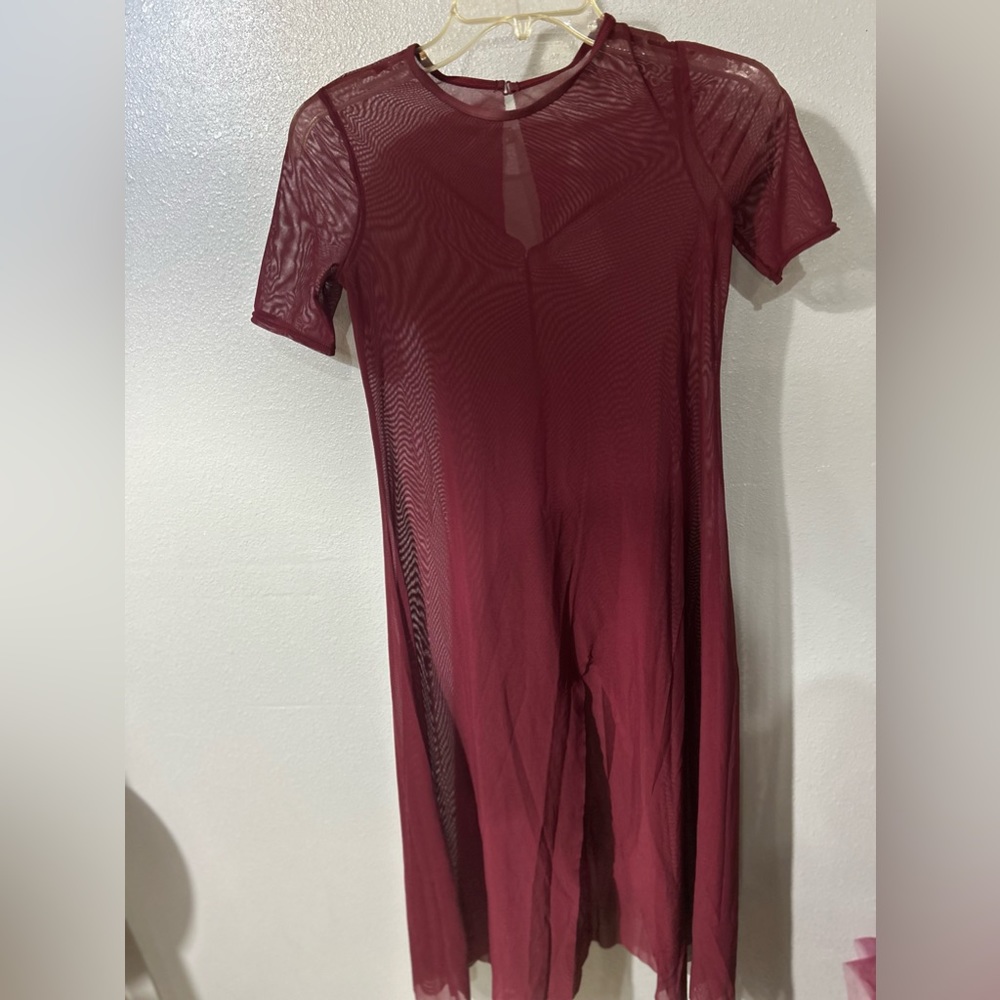 Weissman Costumes burgundy sheer  dress size child large